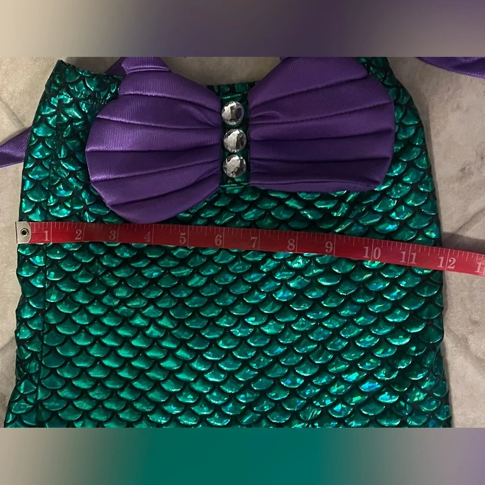 Girl’s green and purple mermaid costume. Jeweled top. Shiny. Chiffon skirt. NWT